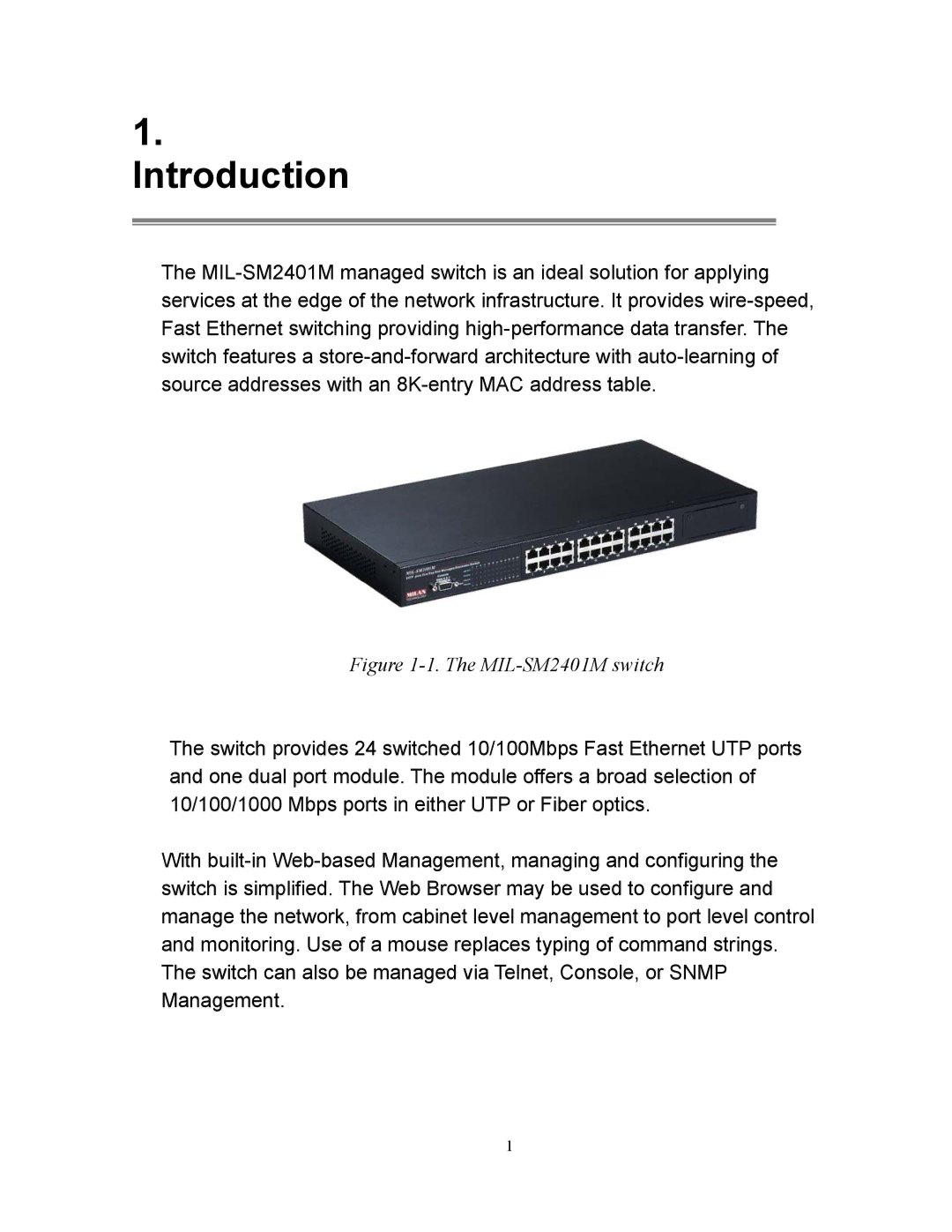 Milan Technology MIL-SM2401M manual Introduction 