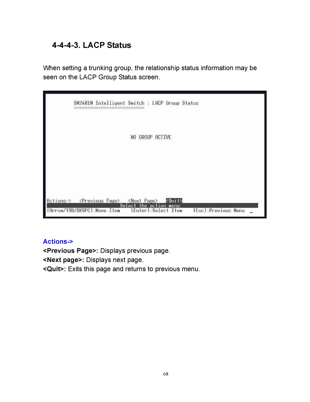 Milan Technology MIL-SM2401M manual Lacp Status 