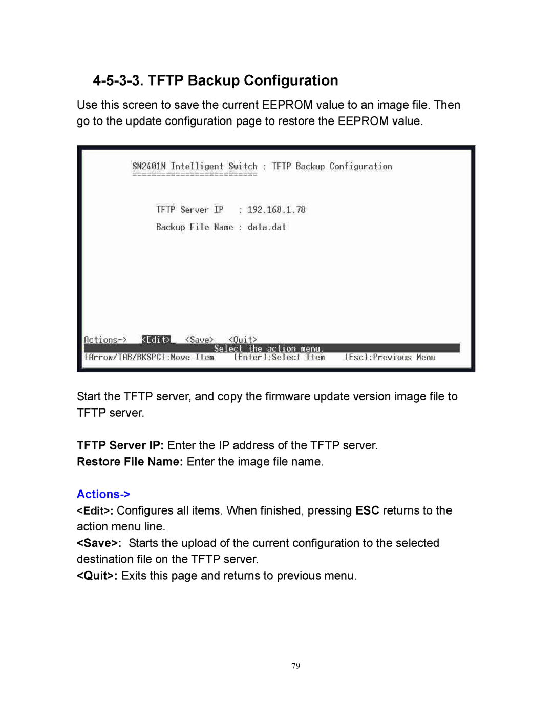 Milan Technology MIL-SM2401M manual Tftp Backup Configuration 