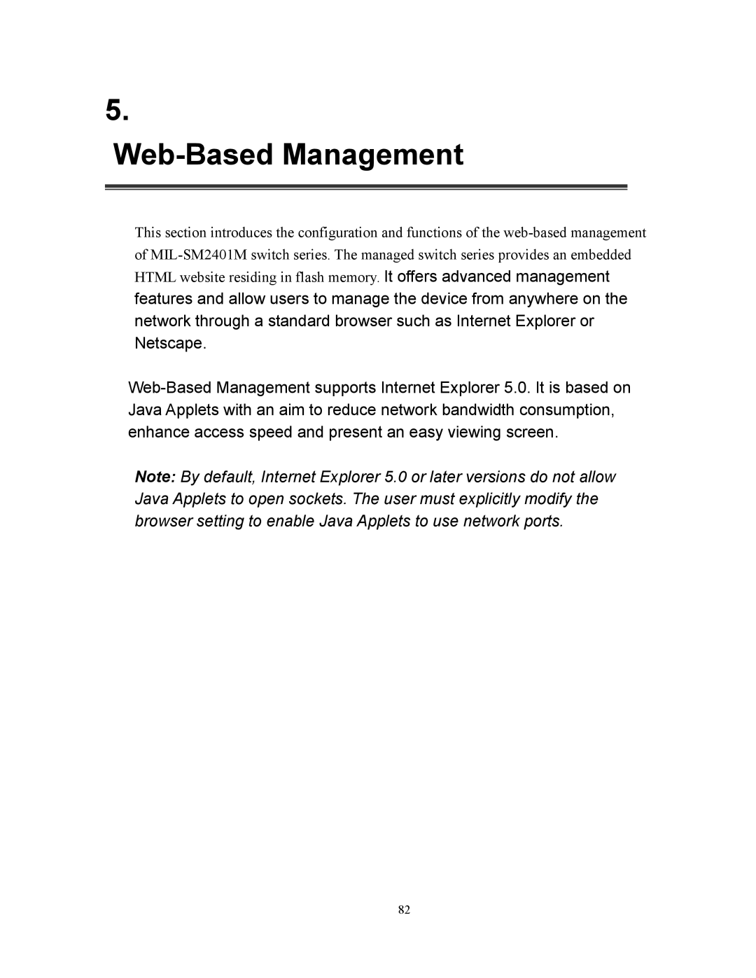 Milan Technology MIL-SM2401M manual Web-Based Management 