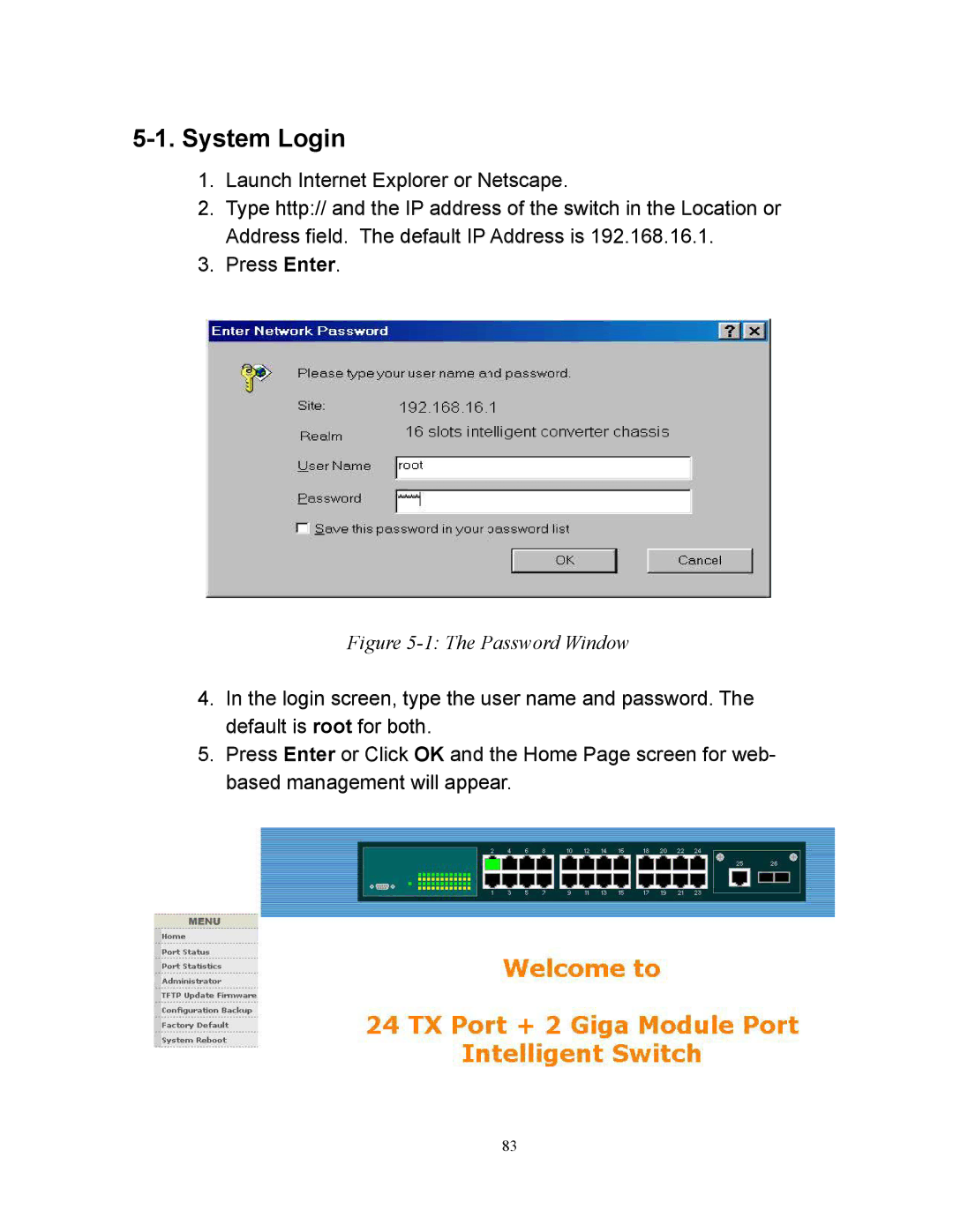 Milan Technology MIL-SM2401M manual System Login, Password Window 