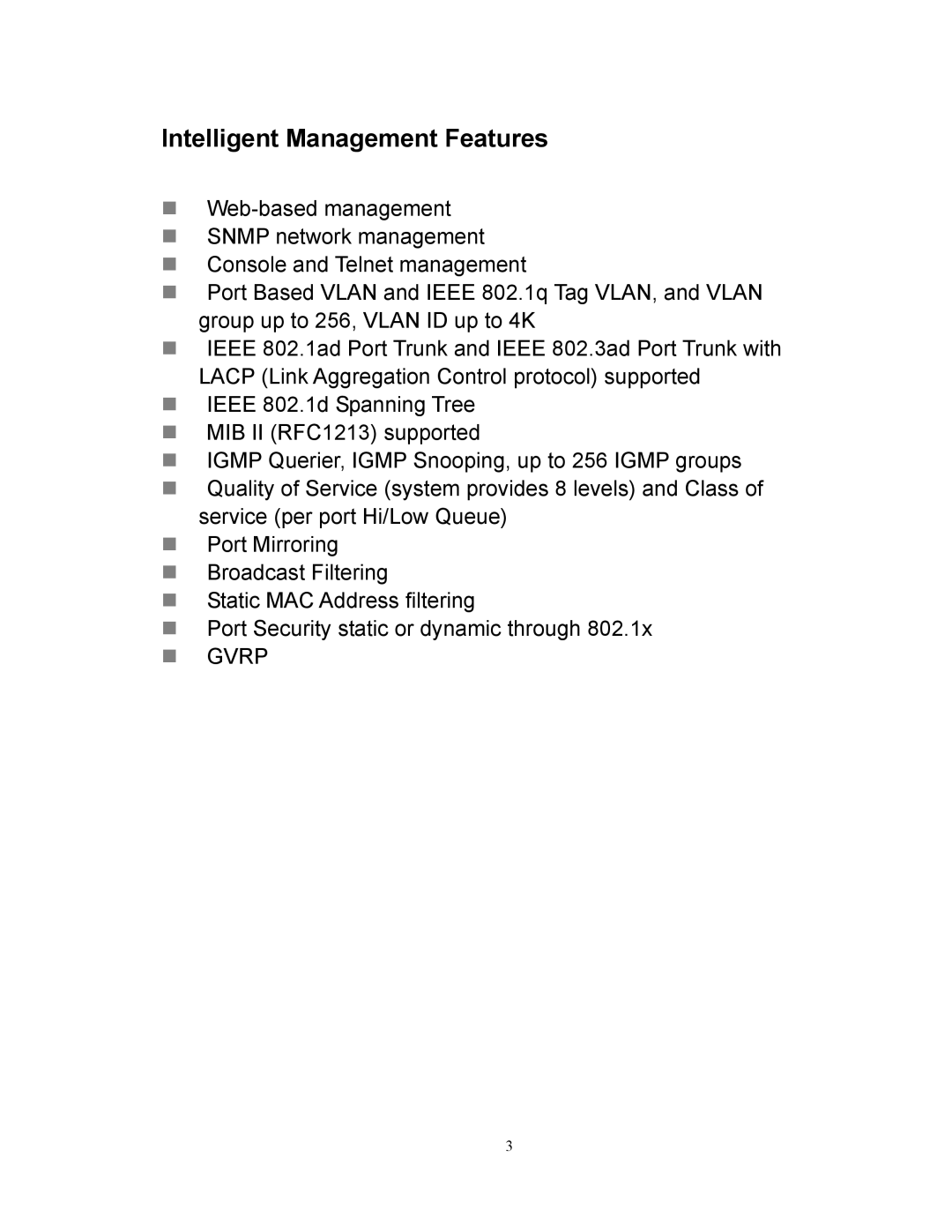 Milan Technology MIL-SM2401M manual Intelligent Management Features 