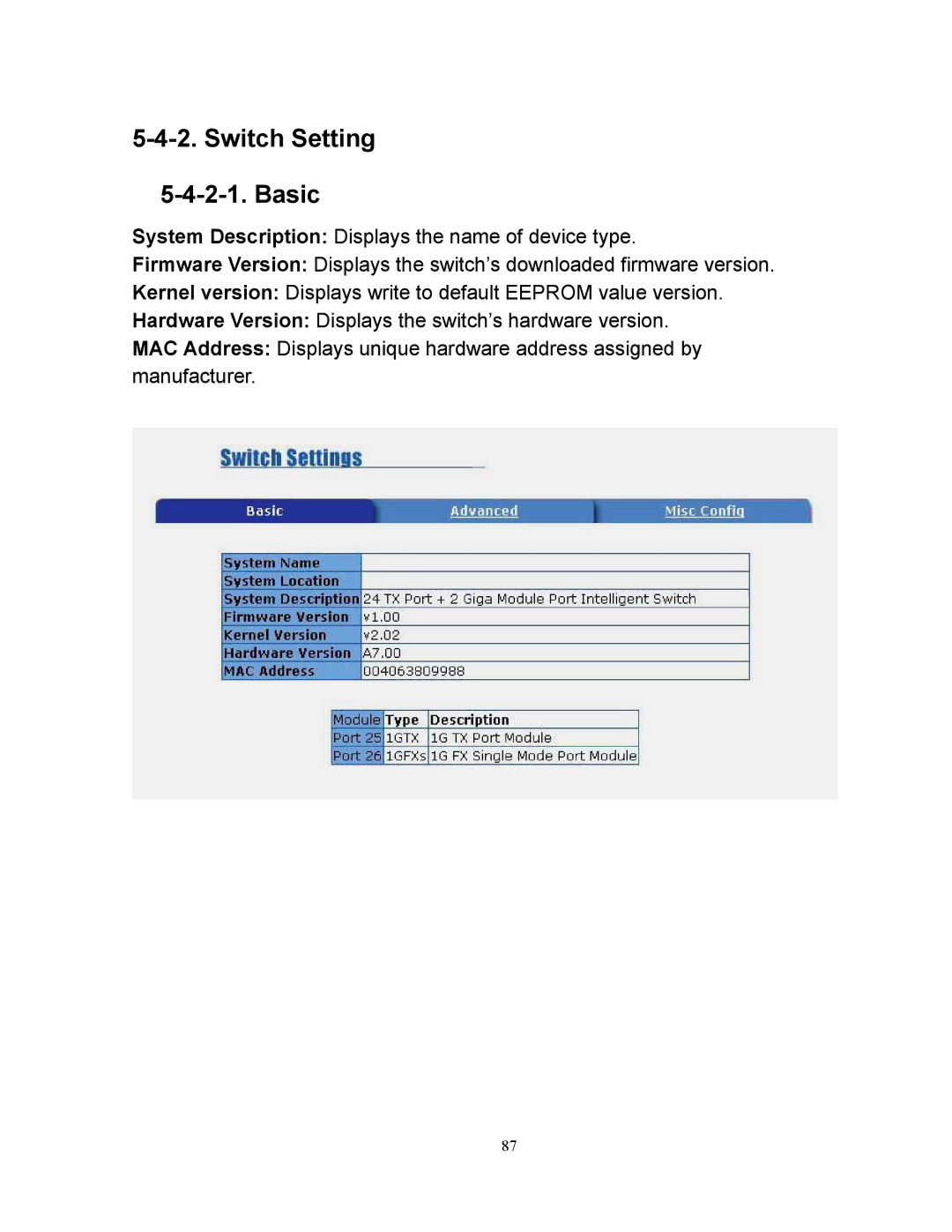 Milan Technology MIL-SM2401M manual Switch Setting Basic 