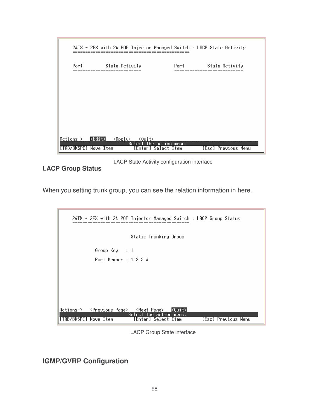 Milan Technology MIL-SM2401MAF manual IGMP/GVRP Configuration 