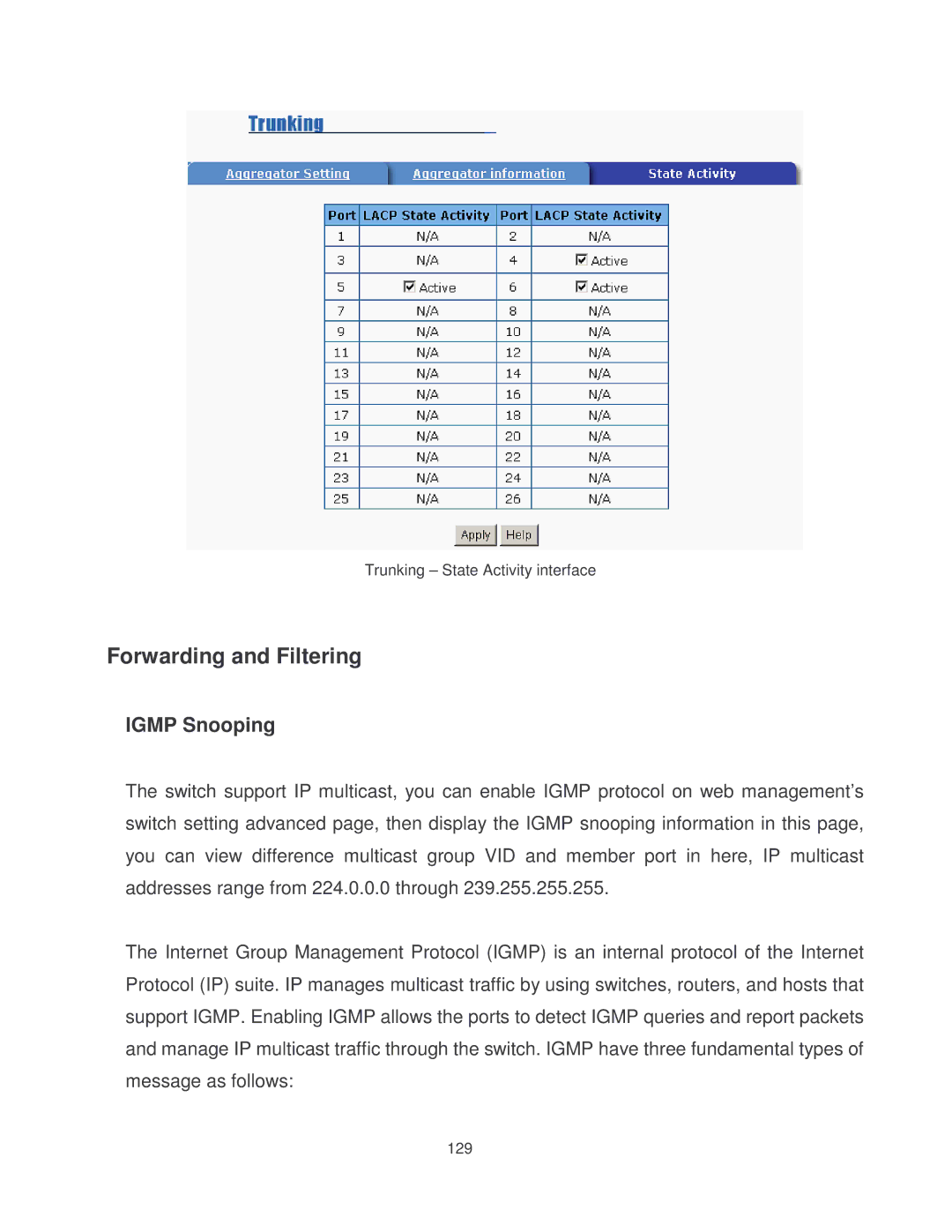 Milan Technology MIL-SM2401MAF manual Forwarding and Filtering, Igmp Snooping 