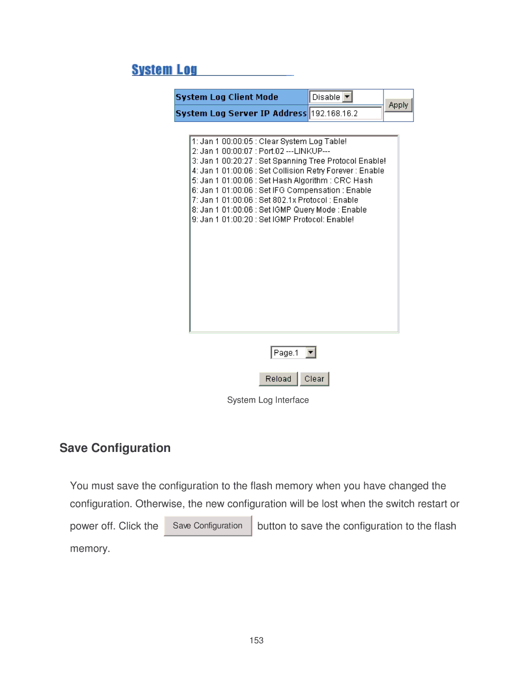 Milan Technology MIL-SM2401MAF manual Button to save the configuration to the flash 