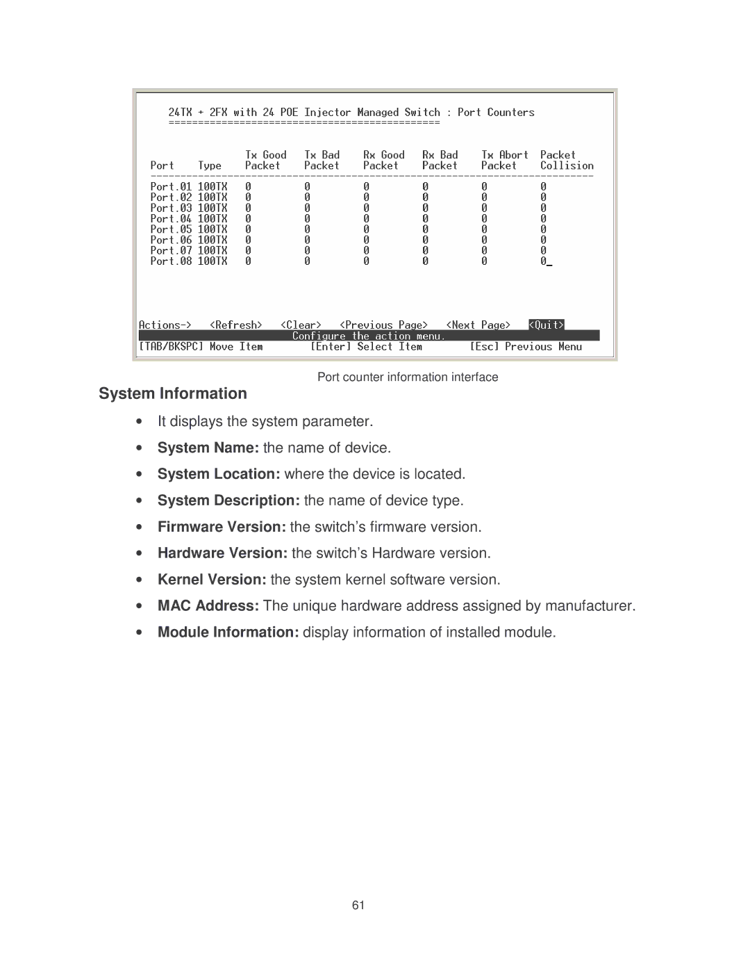 Milan Technology MIL-SM2401MAF manual System Information 