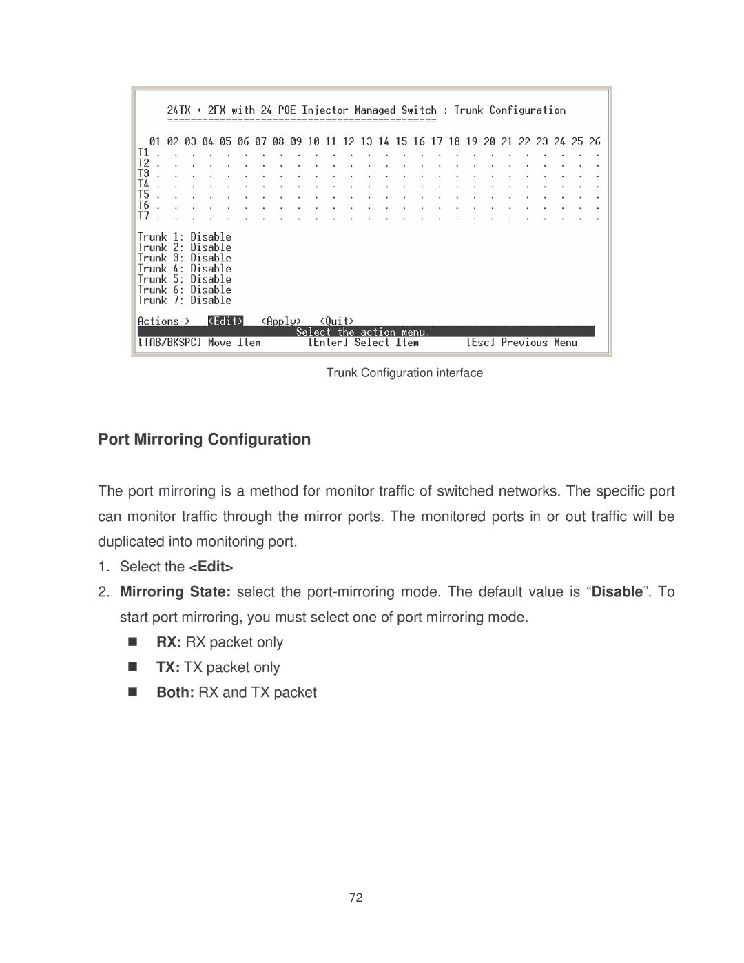 Milan Technology MIL-SM2401MAF manual Port Mirroring Configuration 