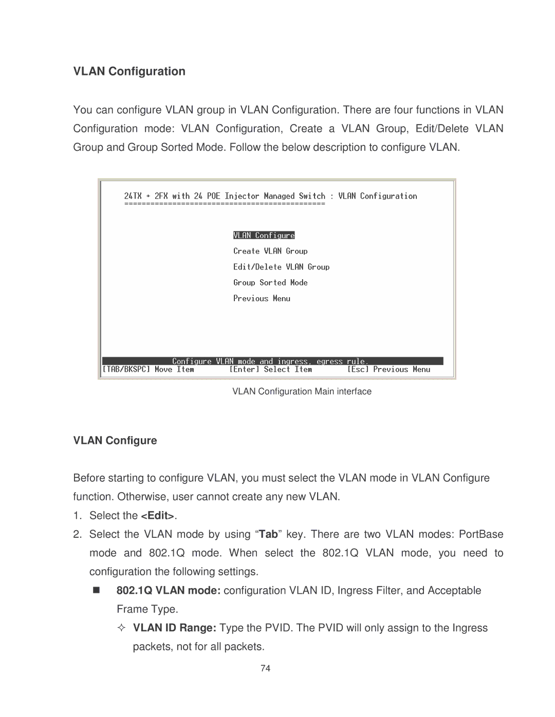 Milan Technology MIL-SM2401MAF manual Vlan Configuration 