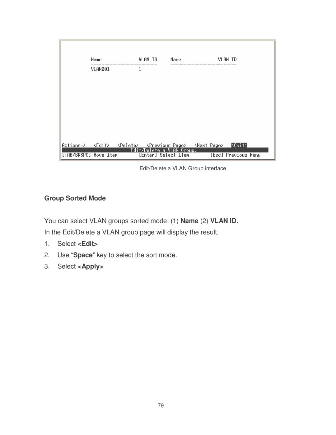 Milan Technology MIL-SM2401MAF manual Edit/Delete a Vlan Group interface 