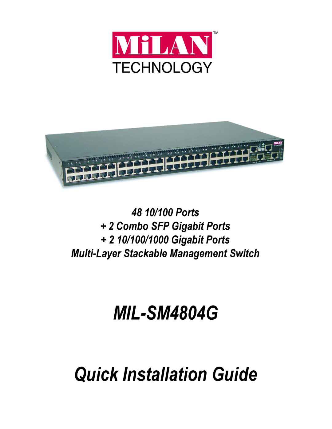 Milan Technology MIL-SM4804G manual 