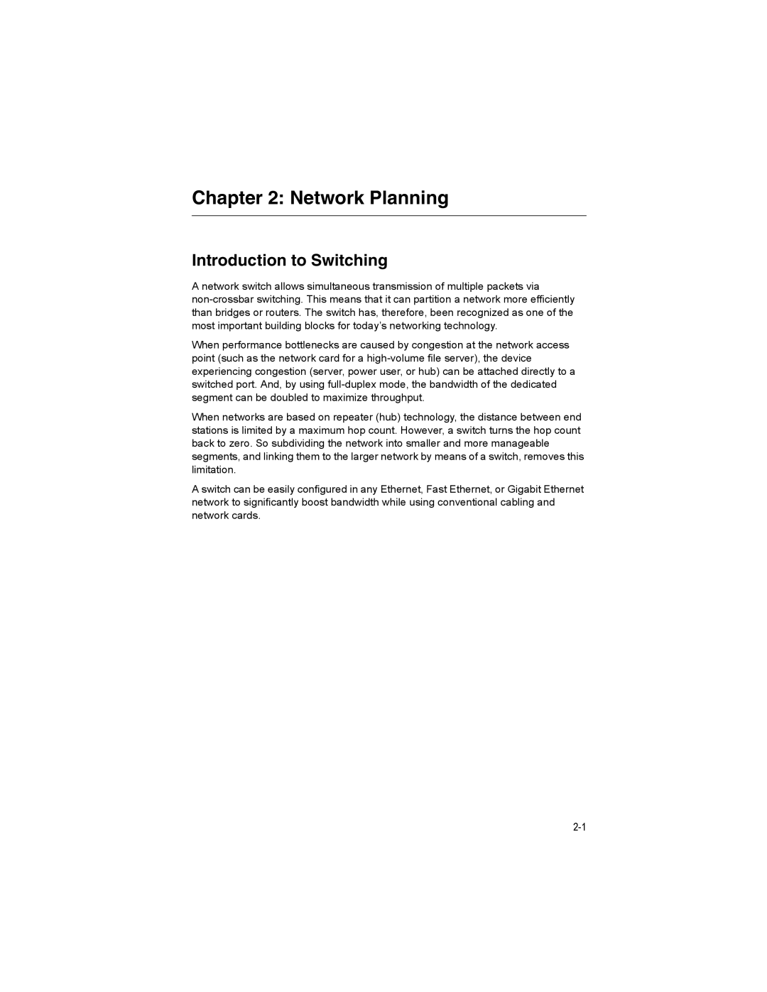 Milan Technology MIL-SM4804G manual Network Planning, Introduction to Switching 