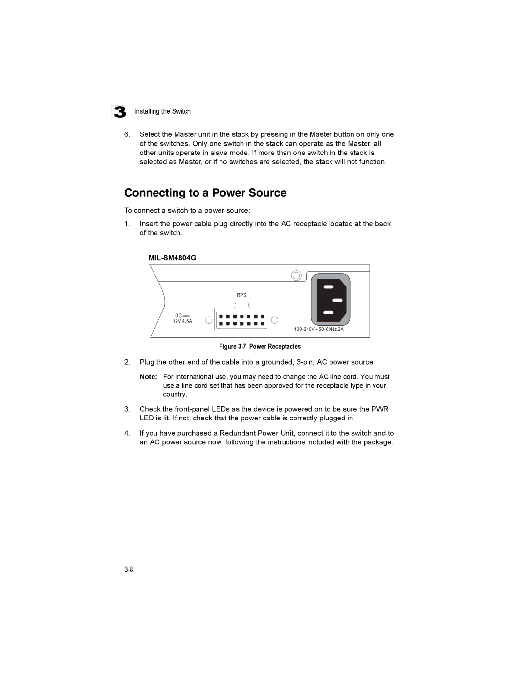 Milan Technology MIL-SM4804G manual Connecting to a Power Source 