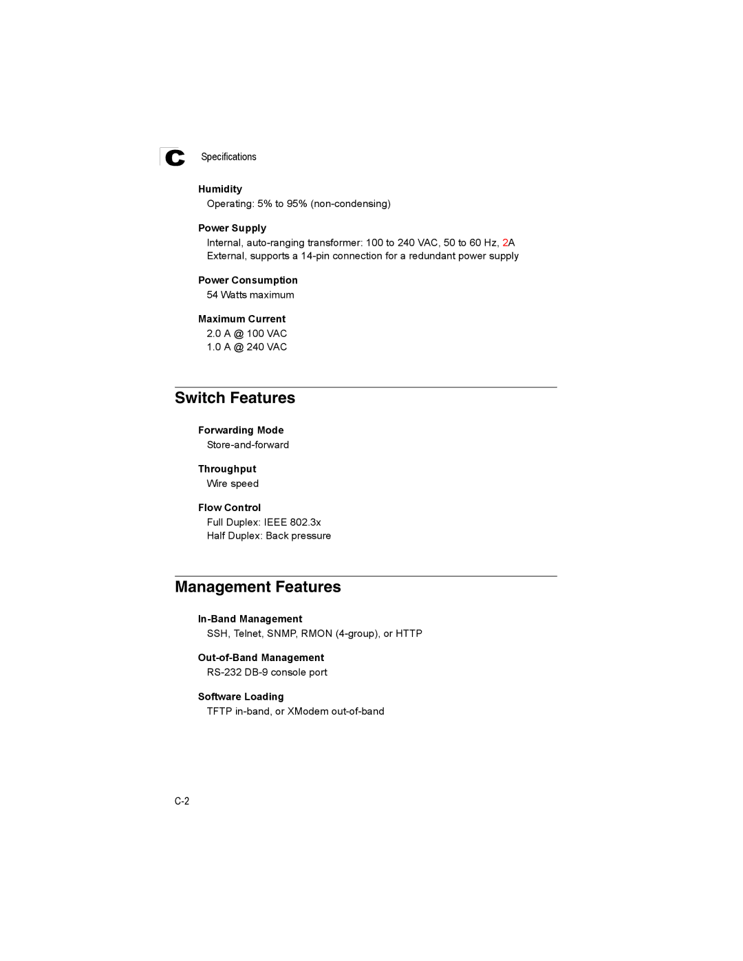 Milan Technology MIL-SM4804G manual Switch Features, Management Features, Specifications 