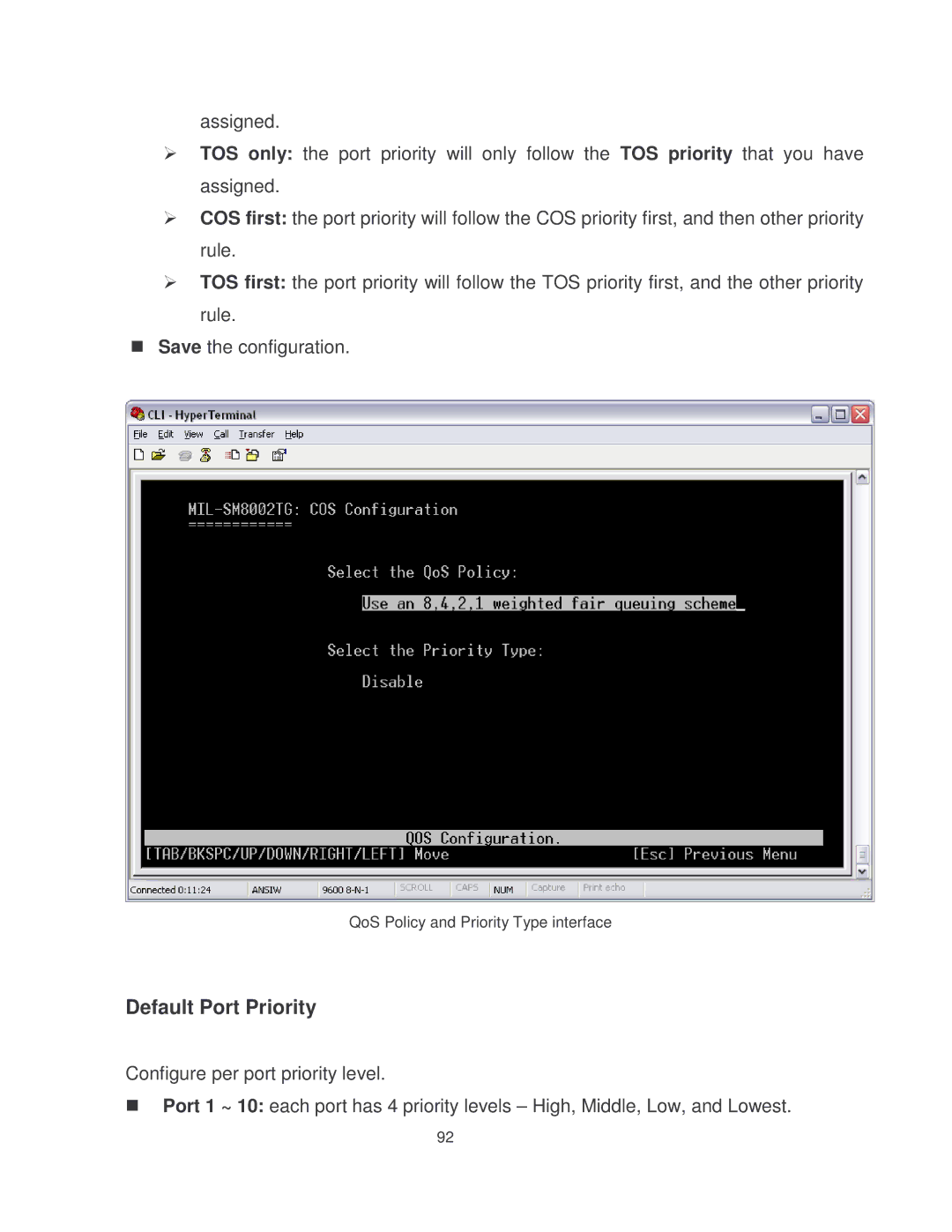 Milan Technology MIL-SM8002TG manual Default Port Priority 