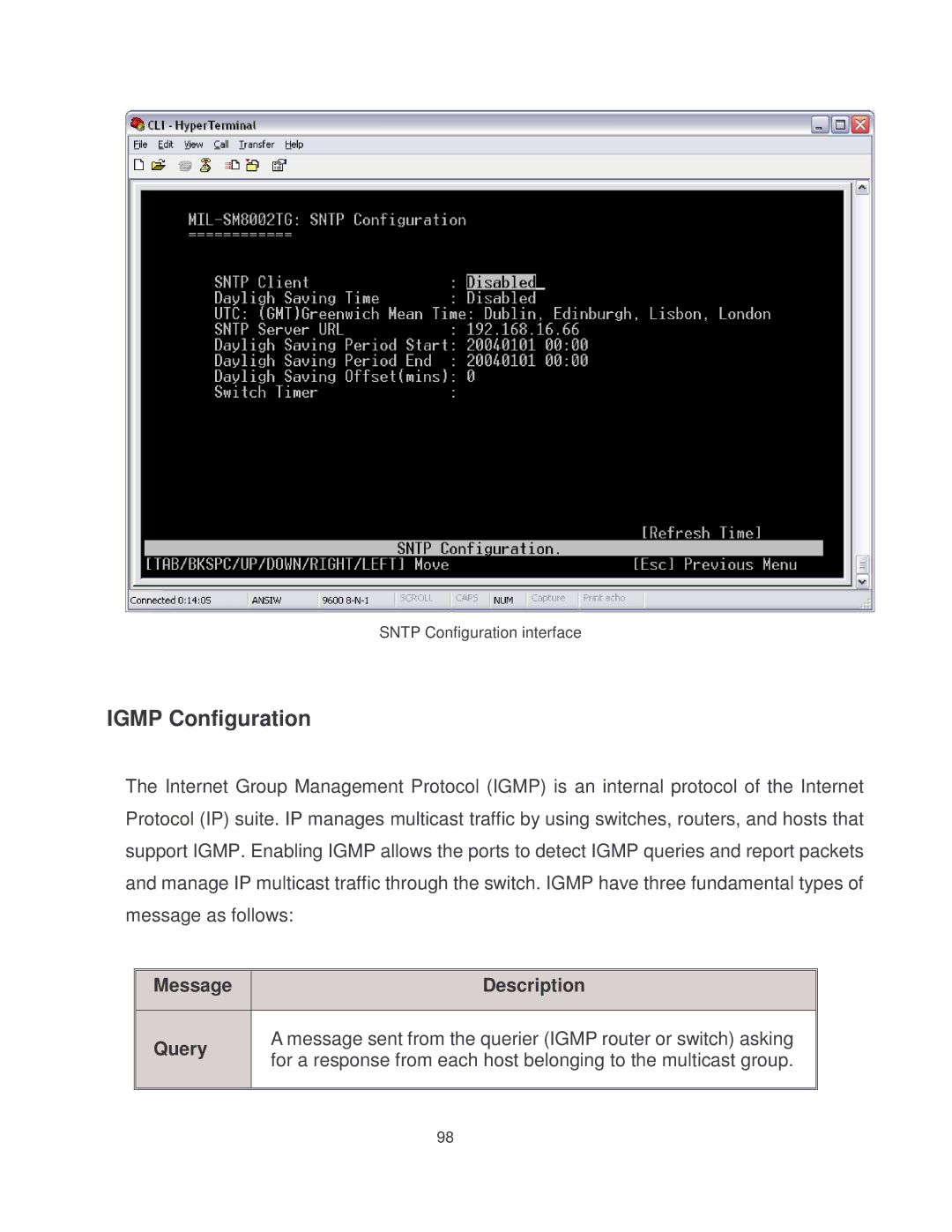 Milan Technology MIL-SM8002TG manual Igmp Configuration 