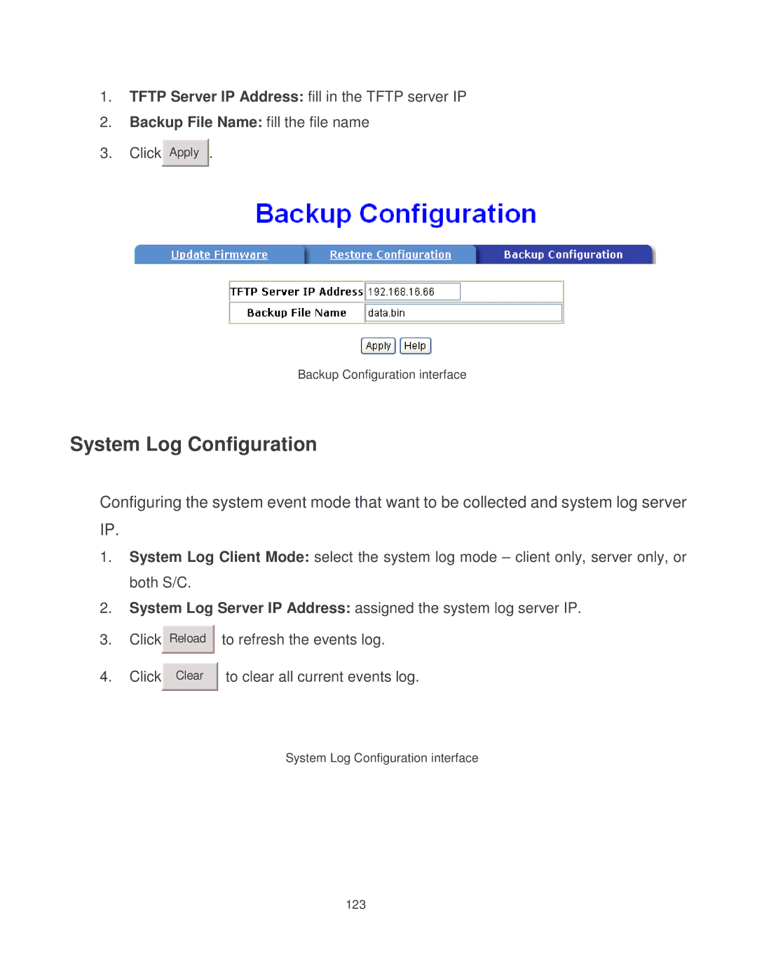 Milan Technology MIL-SM8002TG manual System Log Configuration 