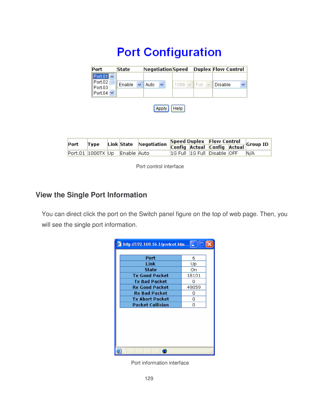 Milan Technology MIL-SM8002TG manual View the Single Port Information 