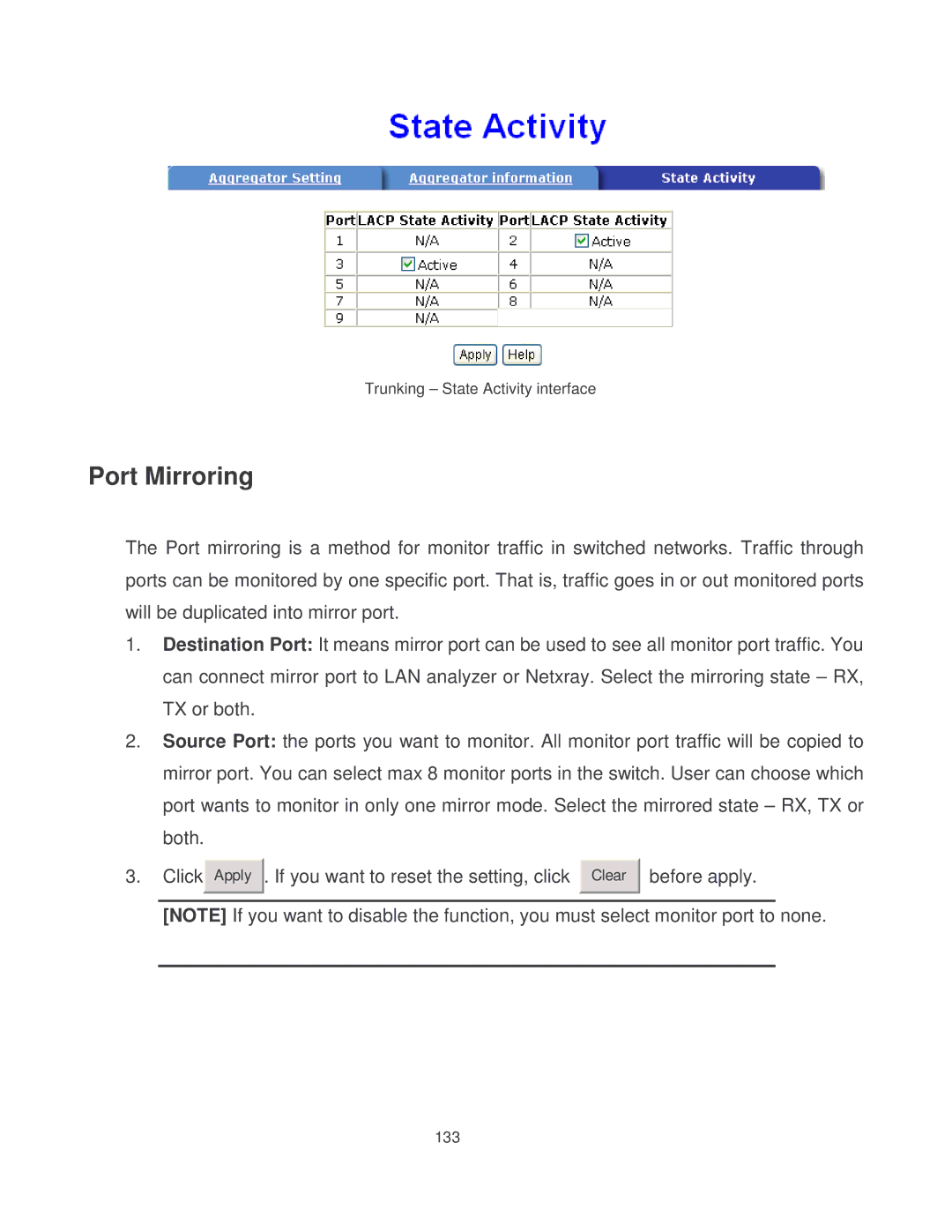 Milan Technology MIL-SM8002TG manual Port Mirroring 