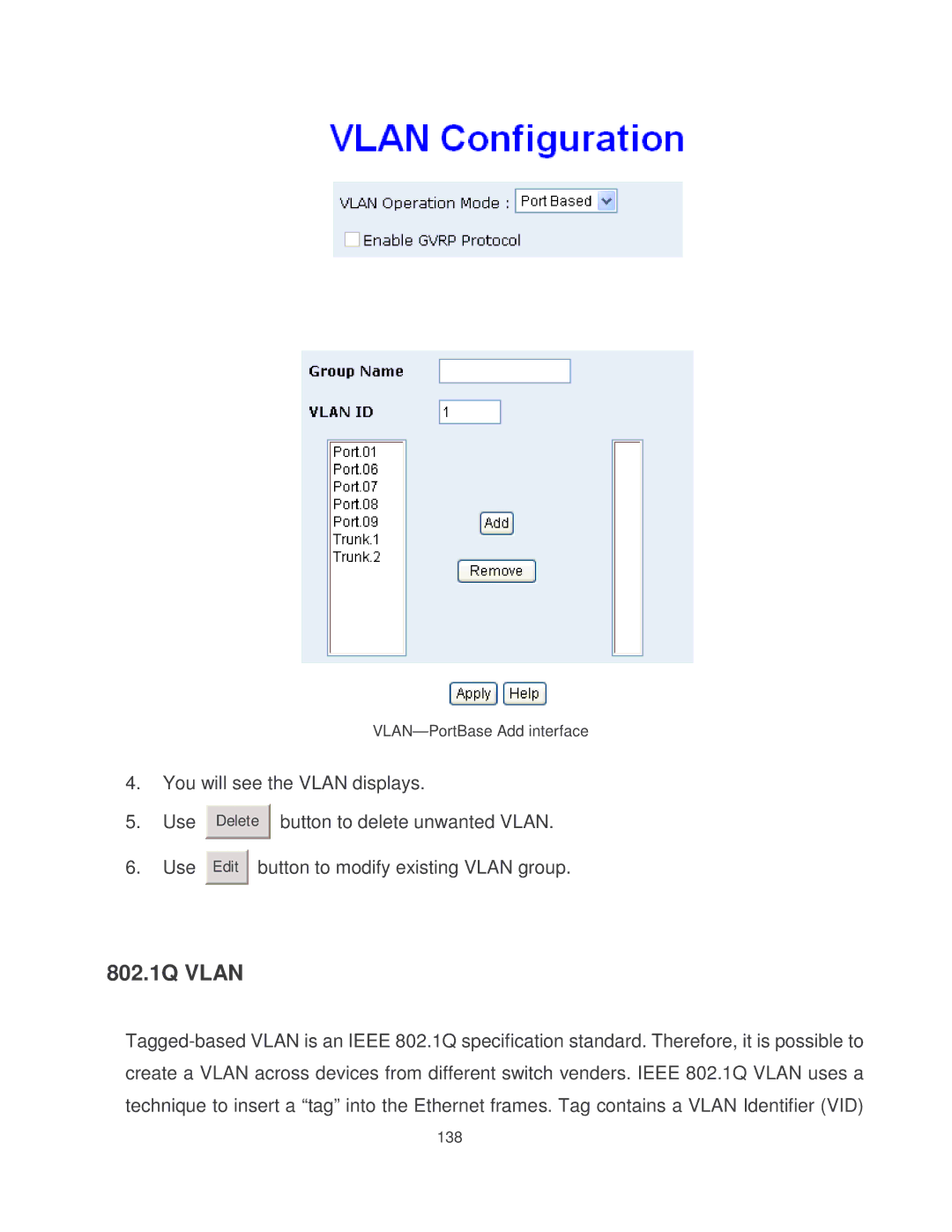 Milan Technology MIL-SM8002TG manual 802.1Q Vlan 