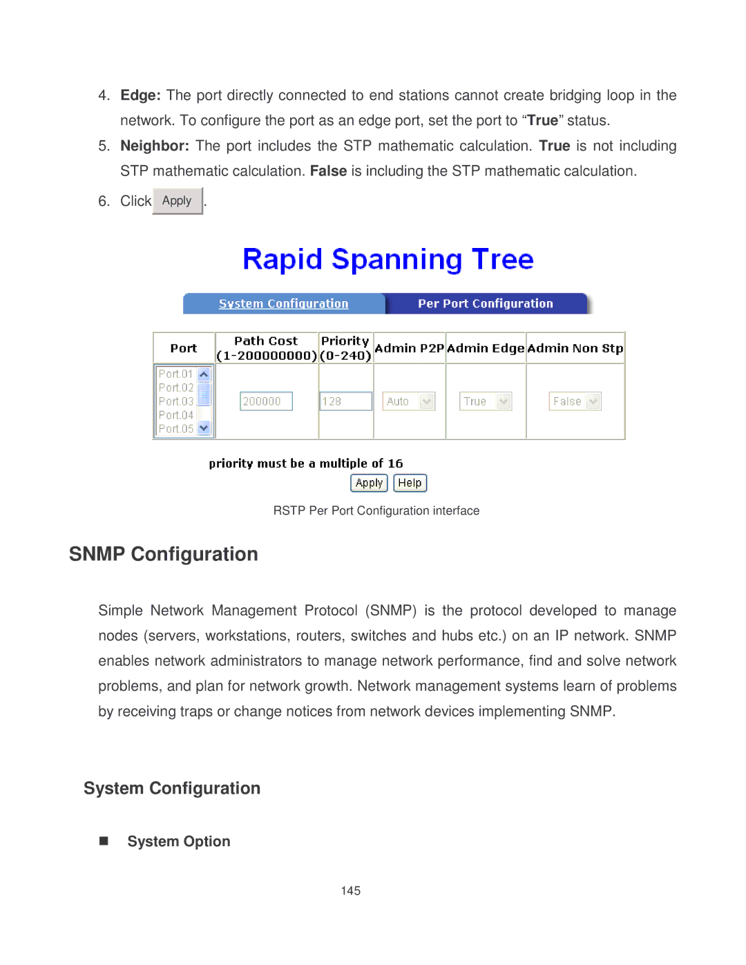 Milan Technology MIL-SM8002TG manual Snmp Configuration, System Configuration 