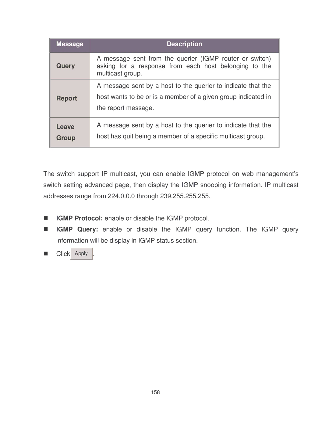 Milan Technology MIL-SM8002TG manual Message Description 