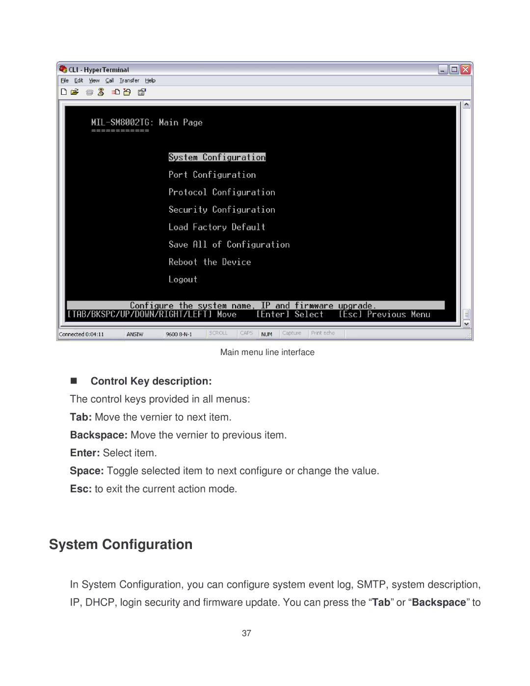 Milan Technology MIL-SM8002TG manual System Configuration 