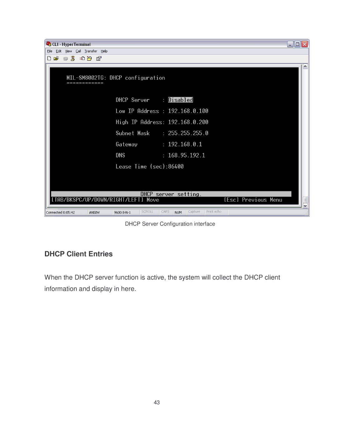 Milan Technology MIL-SM8002TG manual Dhcp Client Entries 