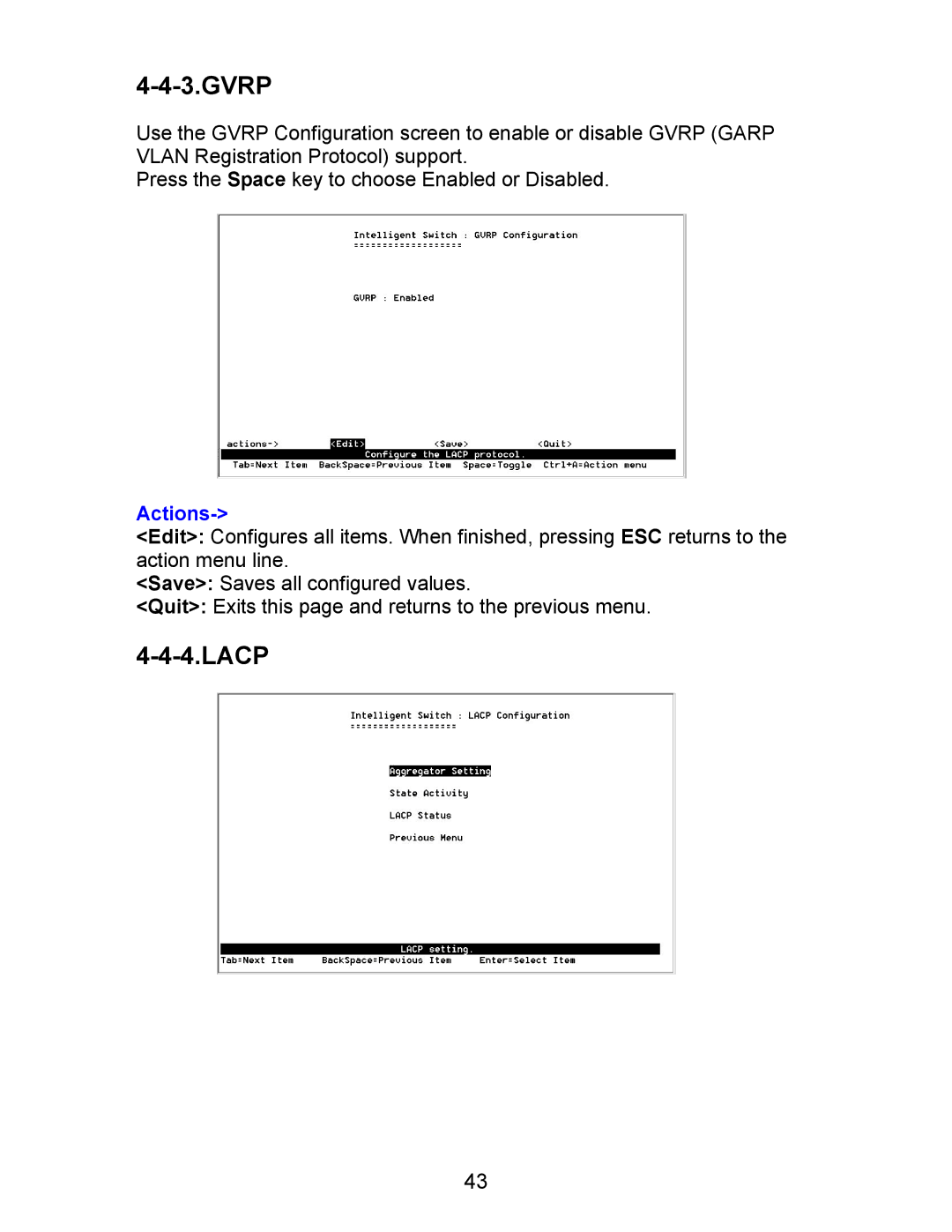 Milan Technology MIL-SM800P, MIL-SM801P, MIL-SM801G manual Gvrp, Lacp 