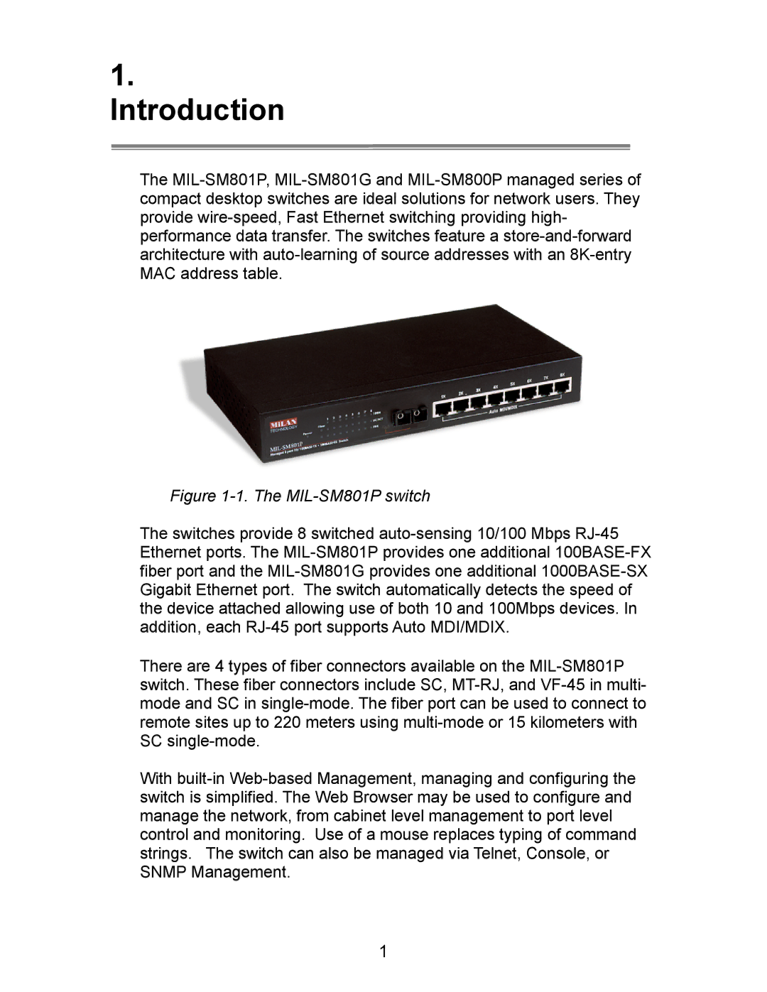 Milan Technology MIL-SM800P, MIL-SM801P, MIL-SM801G manual Introduction 