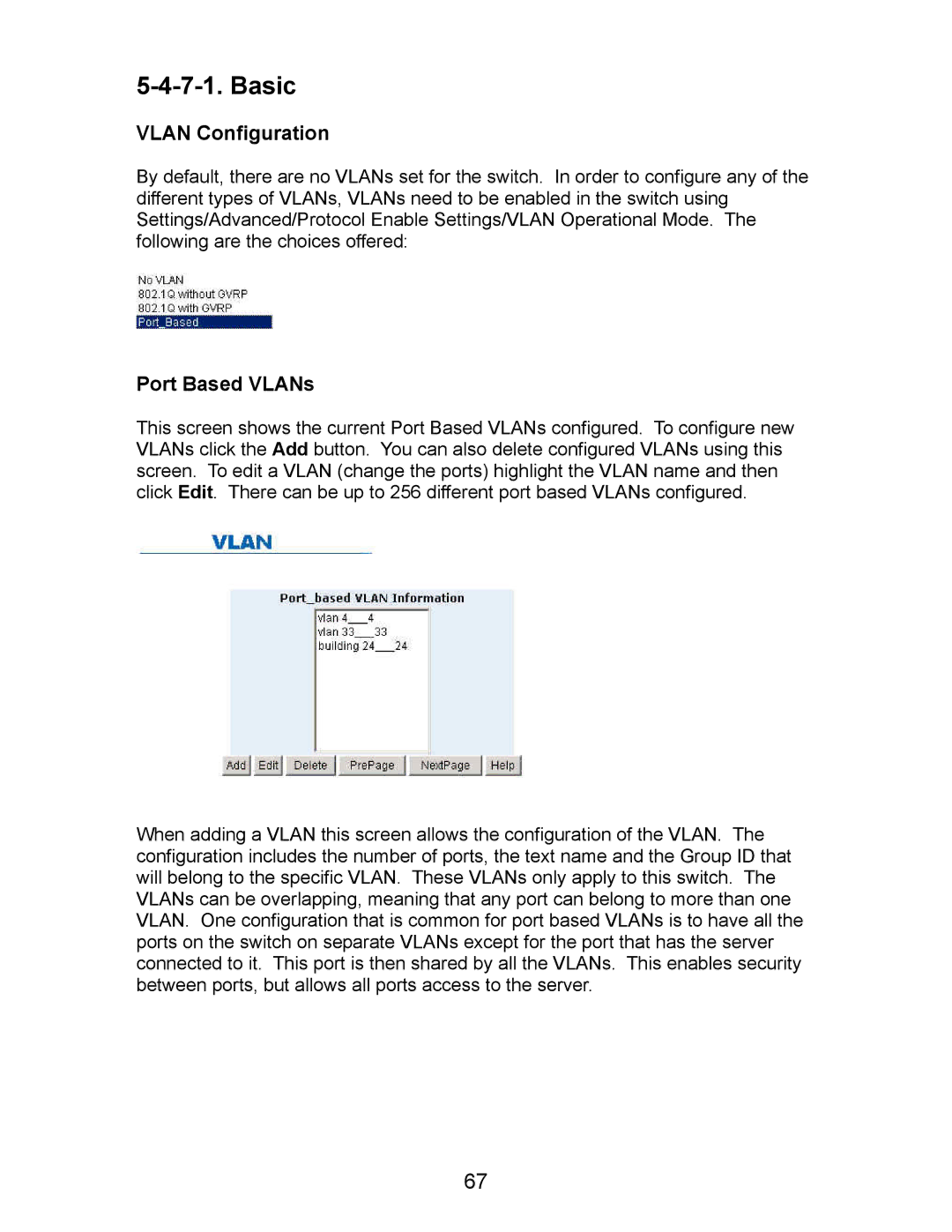 Milan Technology MIL-SM800P, MIL-SM801P, MIL-SM801G manual Basic, Vlan Configuration 