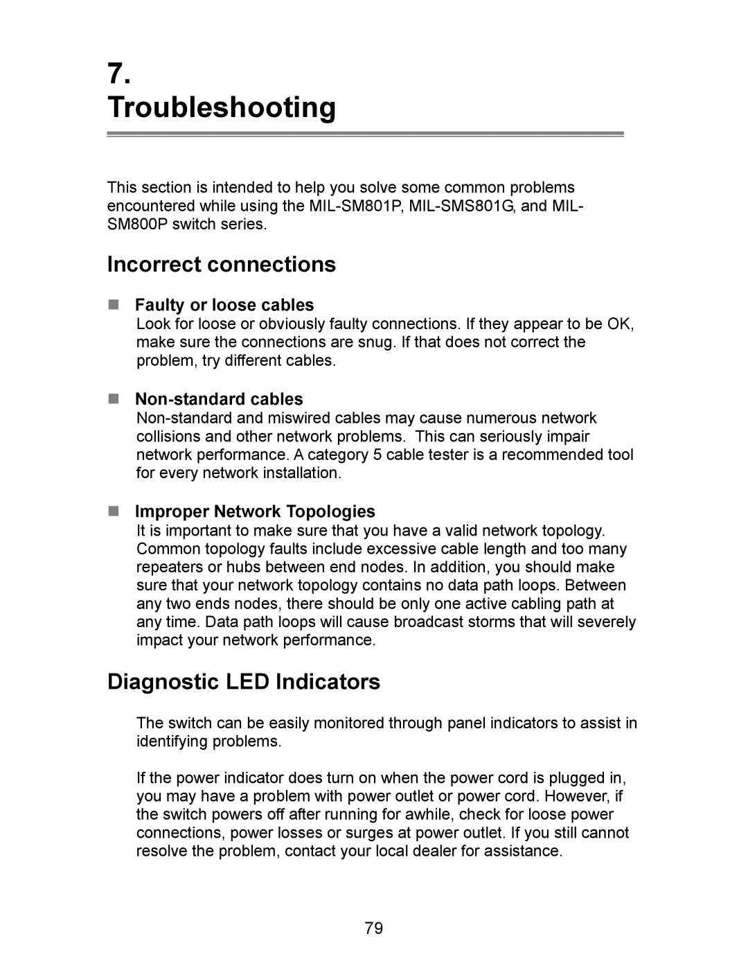 Milan Technology MIL-SM800P, MIL-SM801P, MIL-SM801G manual Troubleshooting 