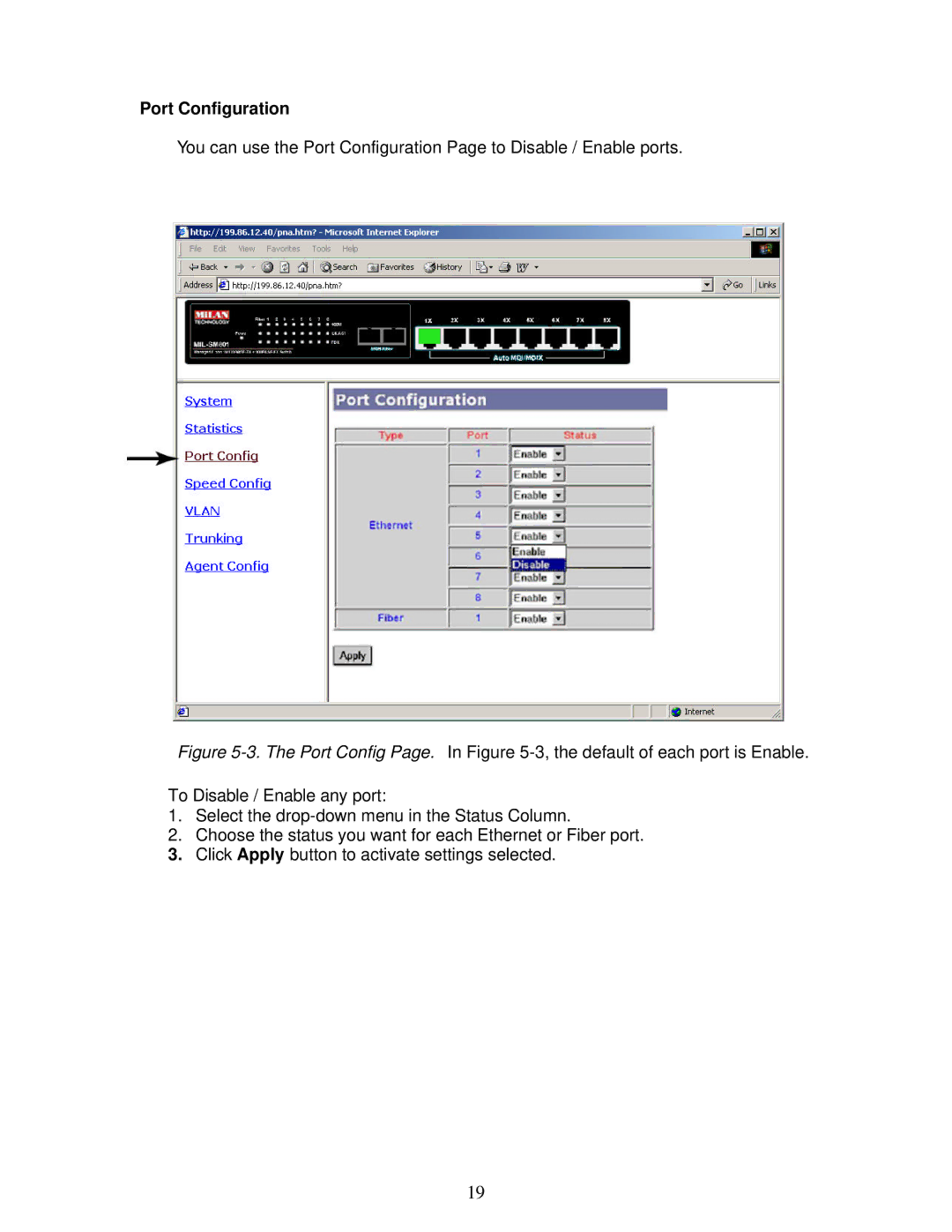 Milan Technology MIL-SM801XX manual Port Configuration 