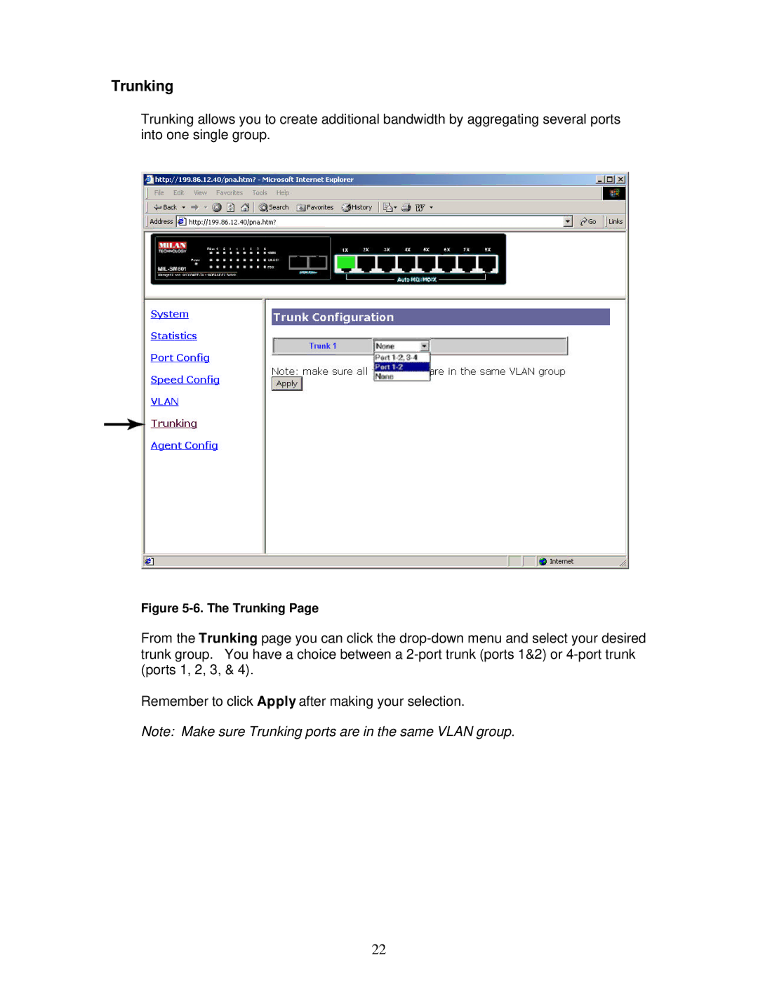 Milan Technology MIL-SM801XX manual Trunking 