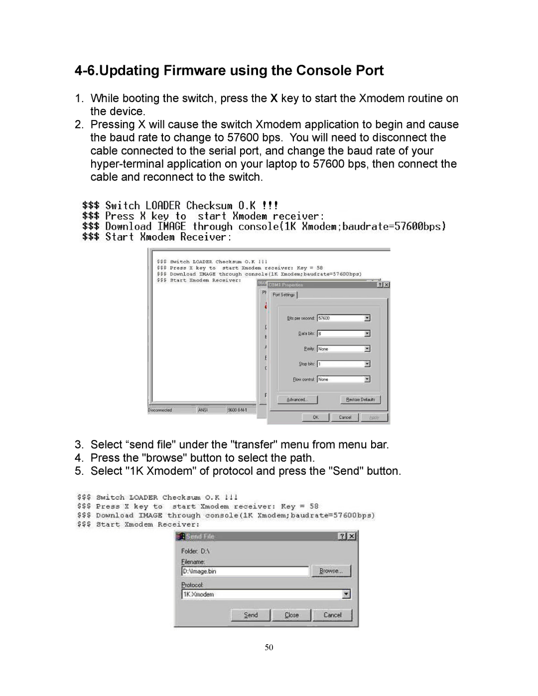 Milan Technology MIL-SM808G manual Updating Firmware using the Console Port 