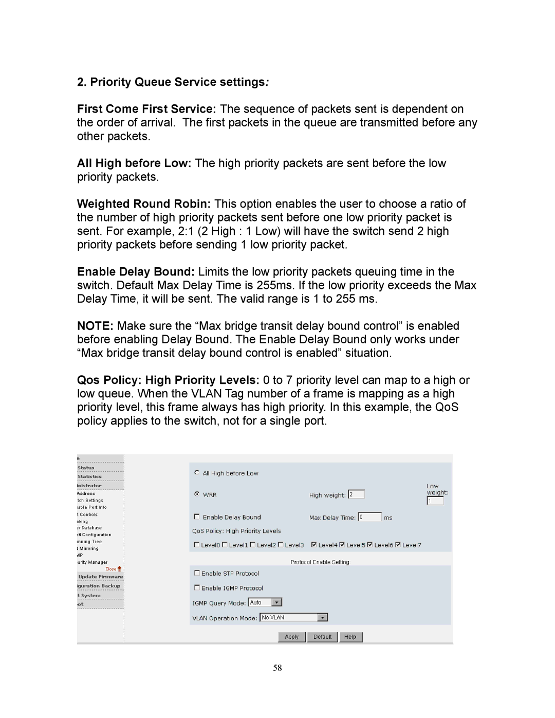 Milan Technology MIL-SM808G manual Priority Queue Service settings 