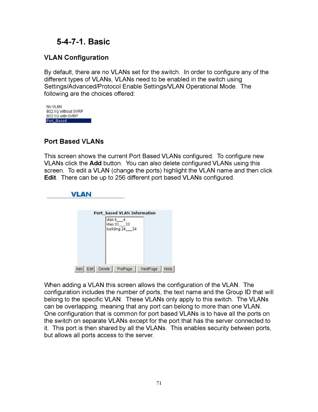 Milan Technology MIL-SM808G manual Basic, Vlan Configuration 