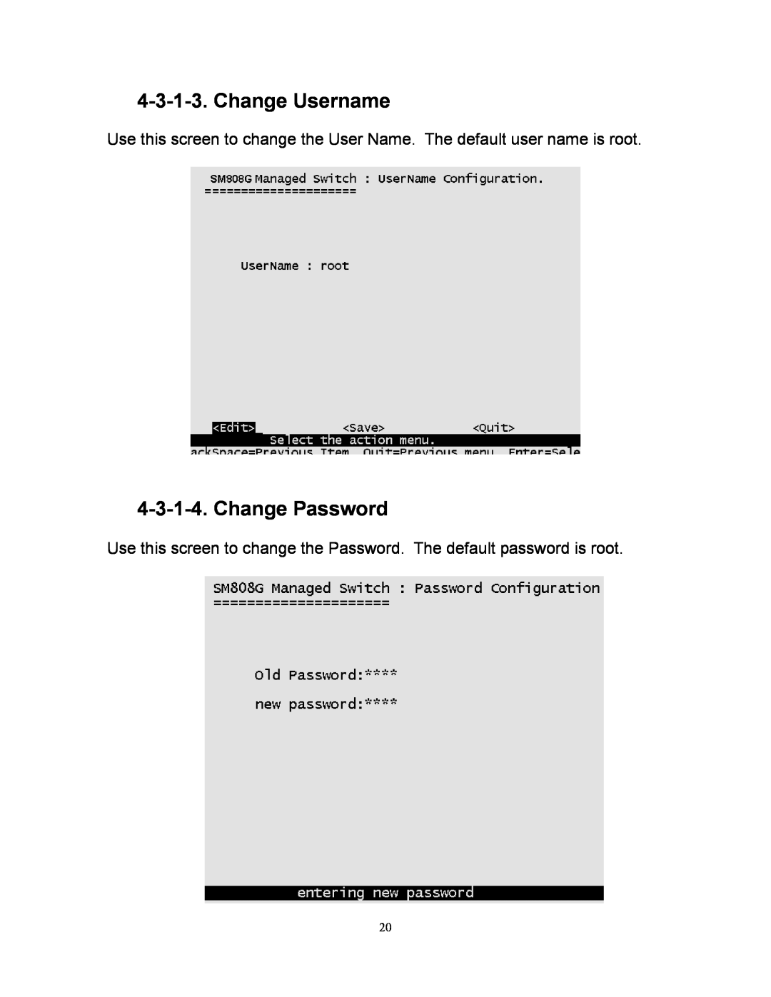 Milan Technology MIL-SM808G manual Change Username, Change Password 