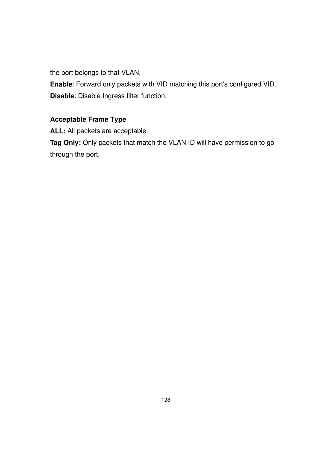 Milan Technology MIL-SME801GSX, MIL-SME801P, MIL-SME801GLX manual Acceptable Frame Type 