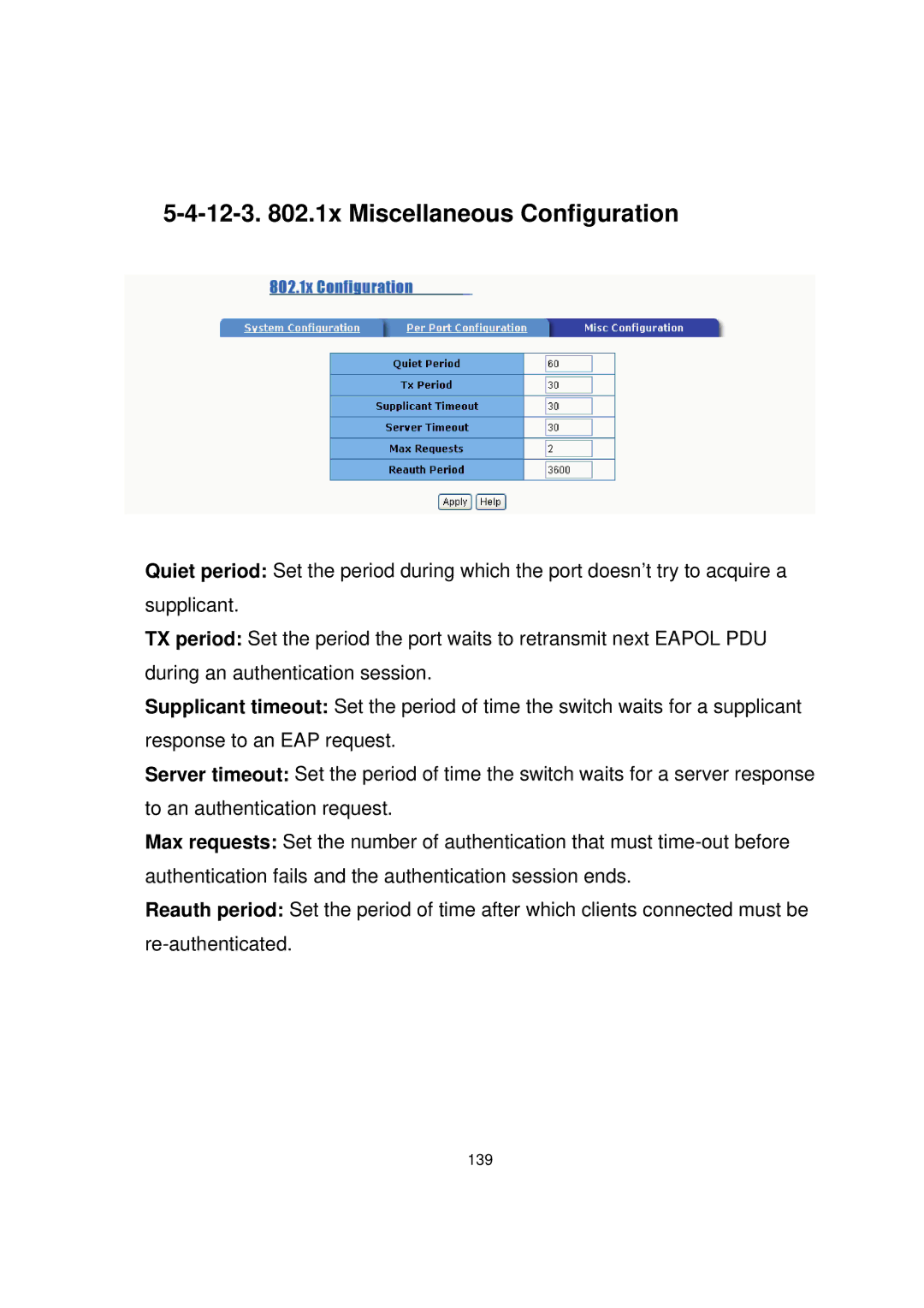 Milan Technology MIL-SME801GLX, MIL-SME801P, MIL-SME801GSX manual 12-3 .1x Miscellaneous Configuration 