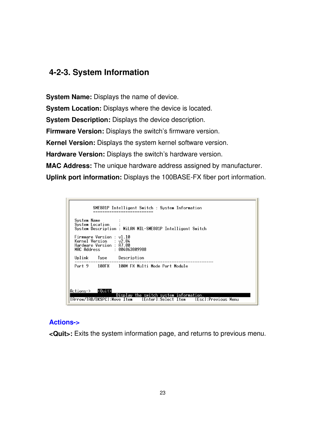 Milan Technology MIL-SME801GSX, MIL-SME801P, MIL-SME801GLX manual System Information 