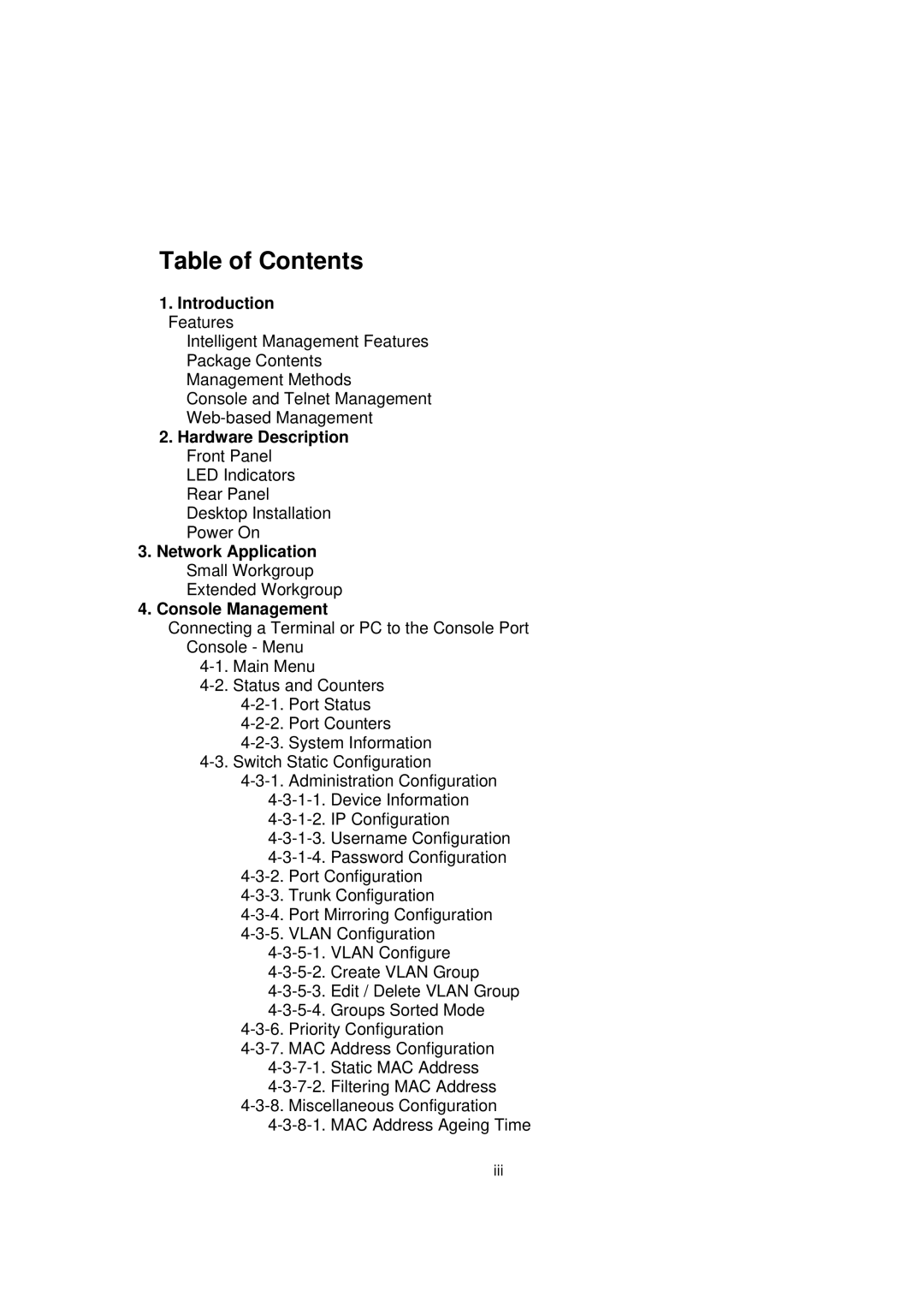 Milan Technology MIL-SME801P, MIL-SME801GLX, MIL-SME801GSX manual Table of Contents 