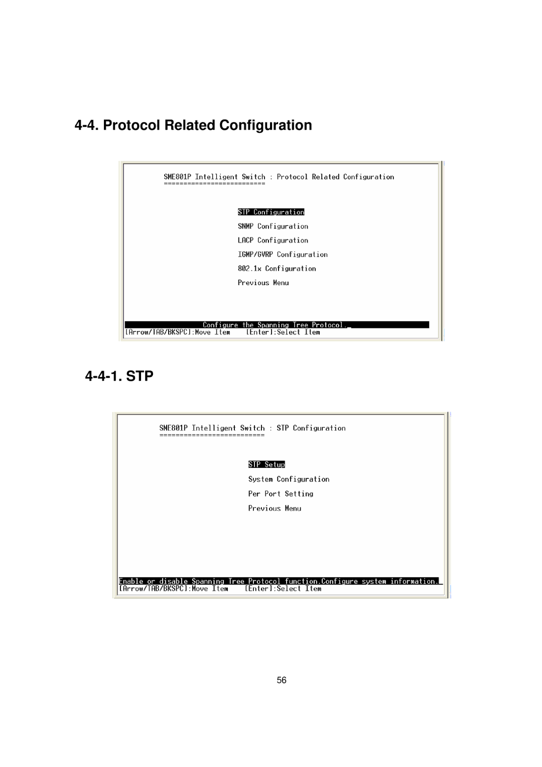 Milan Technology MIL-SME801GSX, MIL-SME801P, MIL-SME801GLX manual Protocol Related Configuration STP 