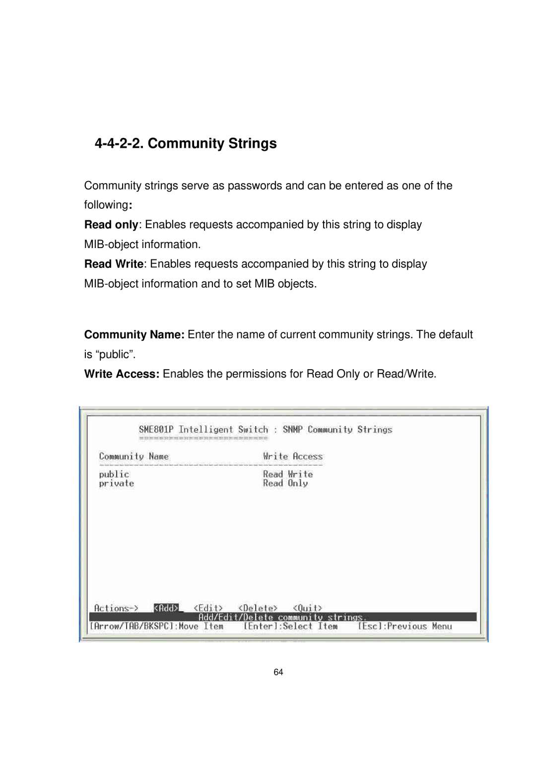 Milan Technology MIL-SME801GLX, MIL-SME801P, MIL-SME801GSX manual Community Strings 