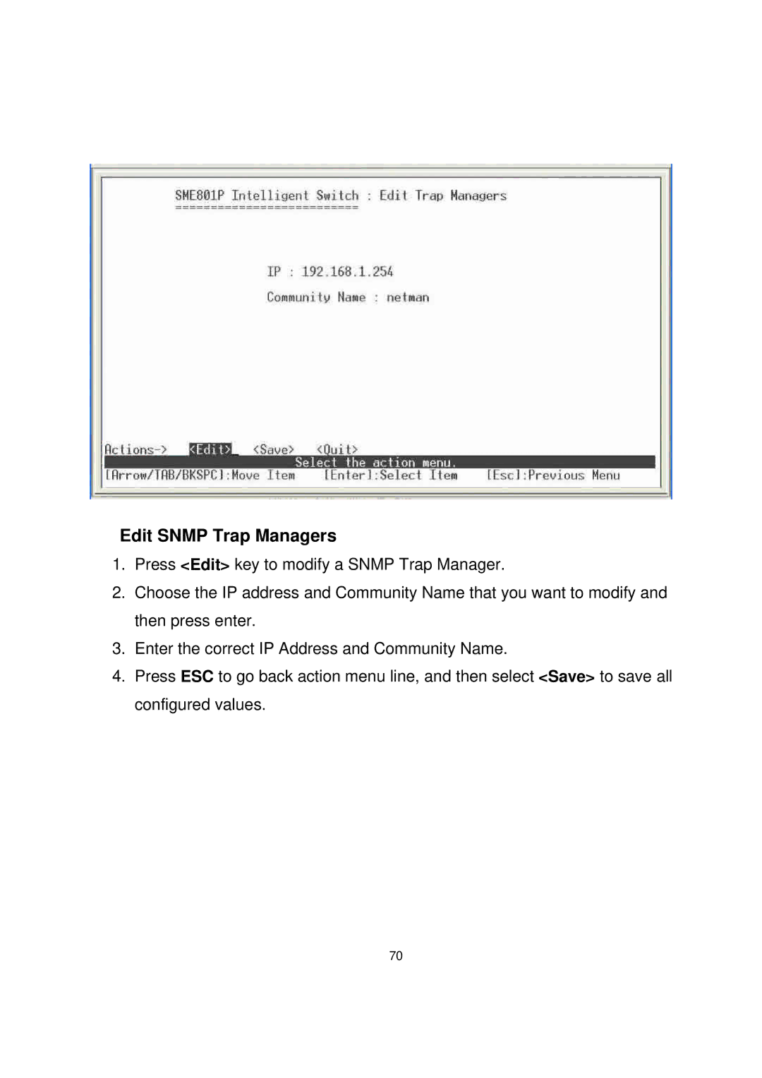 Milan Technology MIL-SME801GLX, MIL-SME801P, MIL-SME801GSX manual Edit Snmp Trap Managers 