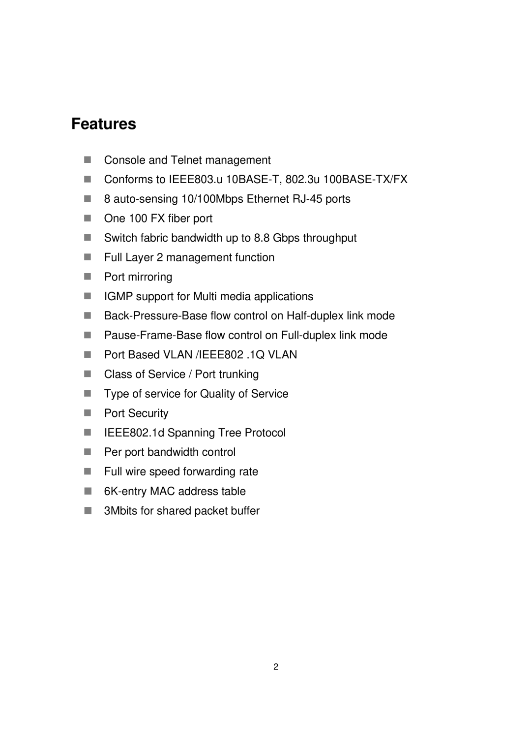 Milan Technology MIL-SME801GSX, MIL-SME801P, MIL-SME801GLX manual Features 