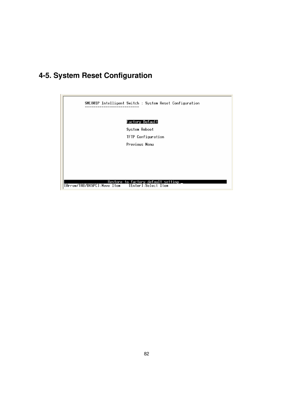 Milan Technology MIL-SME801GLX, MIL-SME801P, MIL-SME801GSX manual System Reset Configuration 