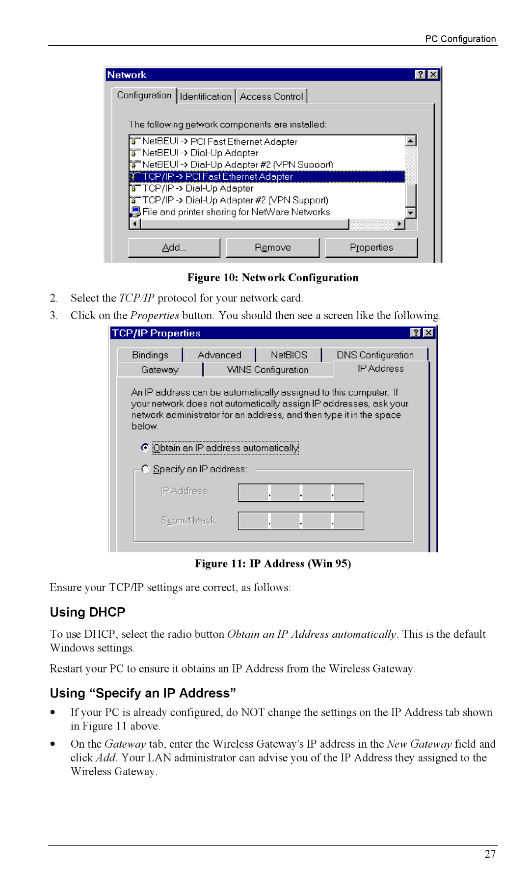 Milan Technology MIL-W1311, MIL-W0311 manual Using Dhcp, Using Specify an IP Address 