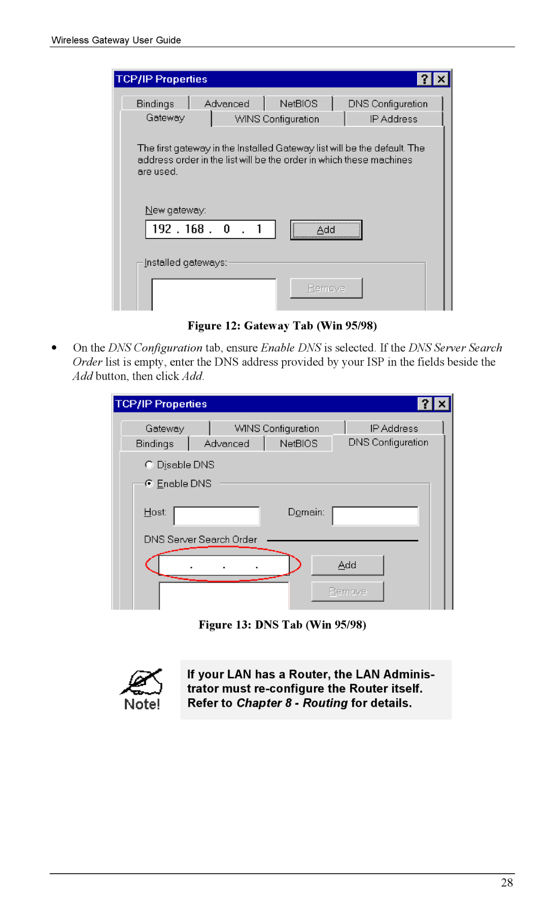 Milan Technology MIL-W0311, MIL-W1311 manual Gateway Tab Win 95/98 