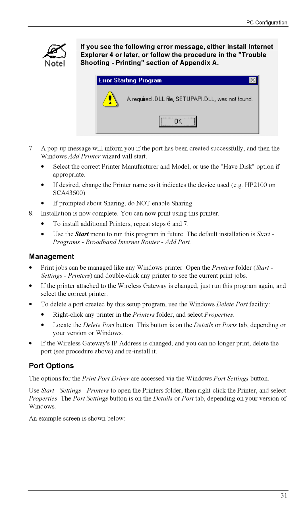 Milan Technology MIL-W1311, MIL-W0311 manual Management, Port Options 